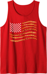 Cool American Smoked Pork Meat Lovers Designs USA Bacon Flag | Cute US Dried Pigs Funny 4th Of July Gift Tank Top - Red