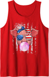 Amb Patriotic Pig Farming Animal Lover 4th Of July Pig Lovers Farmers USA Flag 4th Of July Patriotic Girls Kids Tank Top - Red