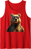 Funny Brown Bears for Grizzly Bear Lovers Brown Bear with Sunglasses Grizzly Bears Wild Brown Bear Tank Top - Red