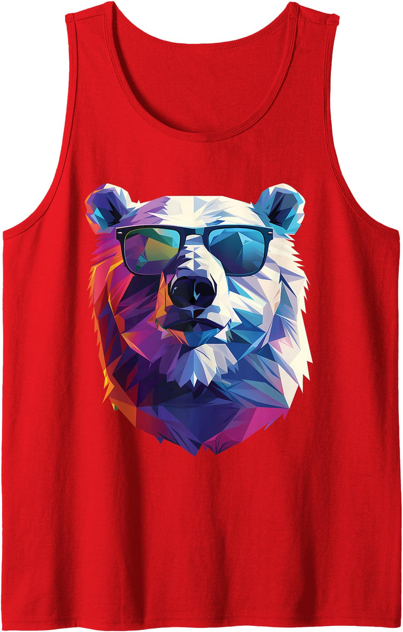 Funny Polar Bear Gift for Men, Women, Dad & Mom Polar Bear Dad Mom Cool Sunglasses - Polar Bear Tank Top - Red
