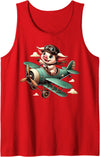 Funny Flaying Pig Pigs Lovers Wings Fly lovers Tee Flying Pig with Wings Fly Pig Lovers Tank Top - Red