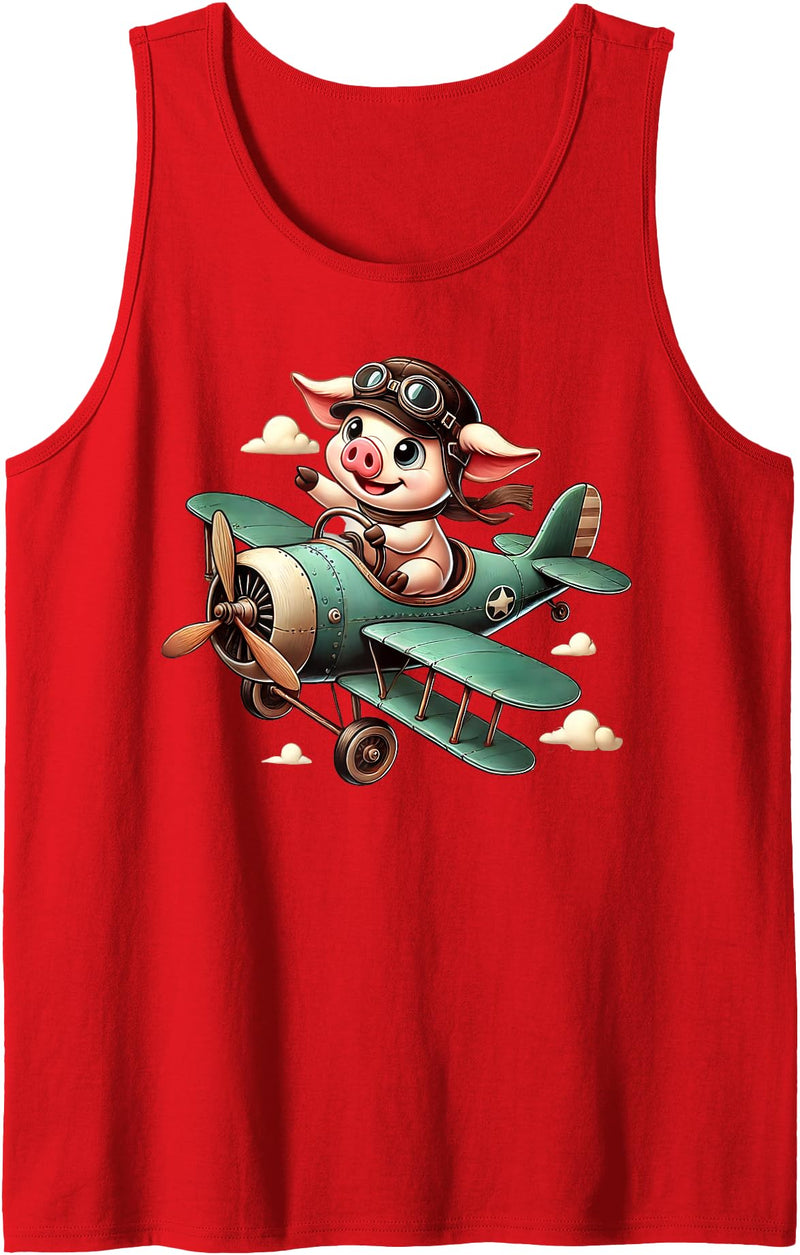 Funny Flaying Pig Pigs Lovers Wings Fly lovers Tee Flying Pig with Wings Fly Pig Lovers Tank Top - Red