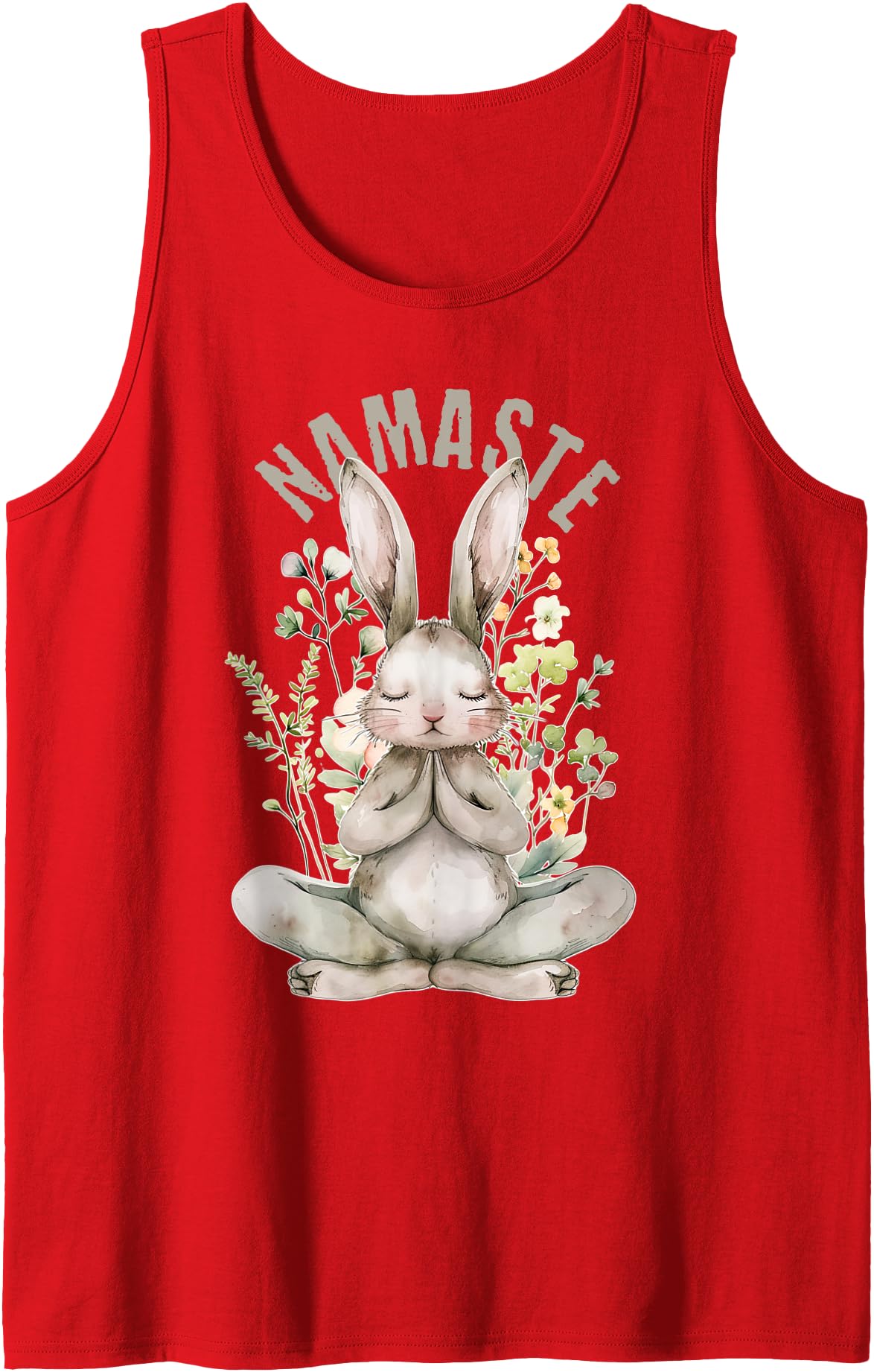 Namaste Easter Rabbit Zen Yoga Inner Peace Spiritual Tank Top in Red