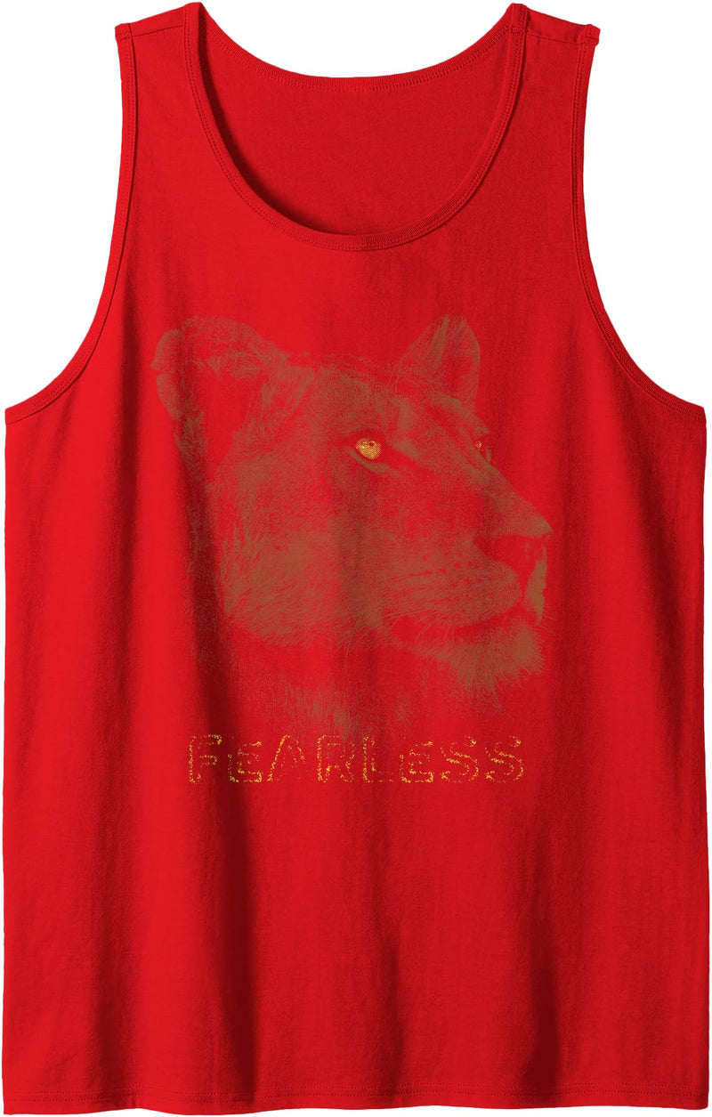 Lioness Graphic Tee Shirts for Women Girls Cool Lioness Graphic Shirt Fearless Women Girls Female Lion Tank Top - Red