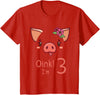 Girls Cute Pig Birthday Designs Co. 3rd Birthday Pig Outfit Pig Face Gift 3 year old Girl Boy T-Shirt - Red
