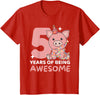 Pig Birthday Gift Cute Animals Pig For The 5th Birthday For Children Five Years Old T-Shirt - Red
