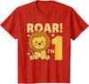 Cute Animals For Every Child's Birthday Kids 1st Birthday Lion 1 Year Old Cub Lion T-Shirt - Red