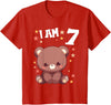 7 years old 7th birthday Bear Kids 7 Years old 7 birthday Bears Boy Girl Bear T-Shirt - Red