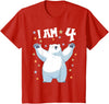 4 years old 4th birthday Polar Bear Kids 4 Years old 4 birthday Polar Bears Boy girl Polar Bear T-Shirt - Red