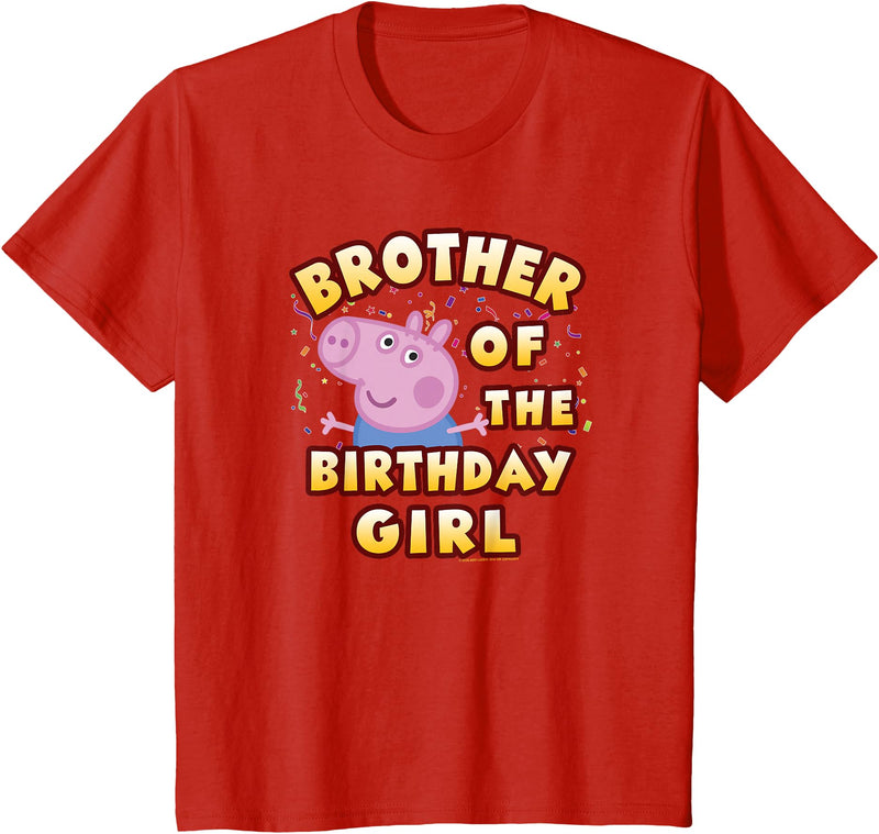 Kids Peppa Pig George Pig Birthday Brother of The Girl T-Shirt - Red