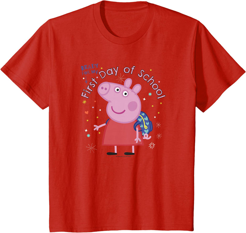 Peppa Pig First Day of School T-Shirt - Red