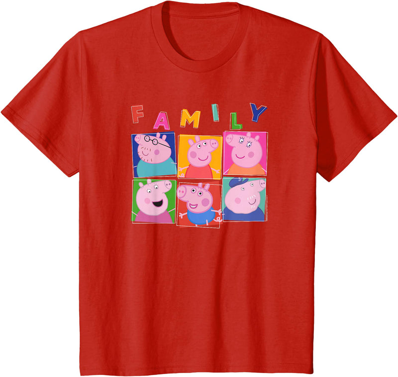 Peppa Pig Family Portrait Panels T-Shirt - Red
