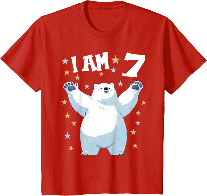 7 years old 7th birthday Polar Bear 7 Years old 7 birthday Polar Bears Boy girl Polar Bear T-Shirt - Red