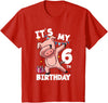 Pig Birthday Outfit for Boys Girls Party Supplies Its My 6th Birthday 6 Year Old Pig Birthday T-Shirt - Red