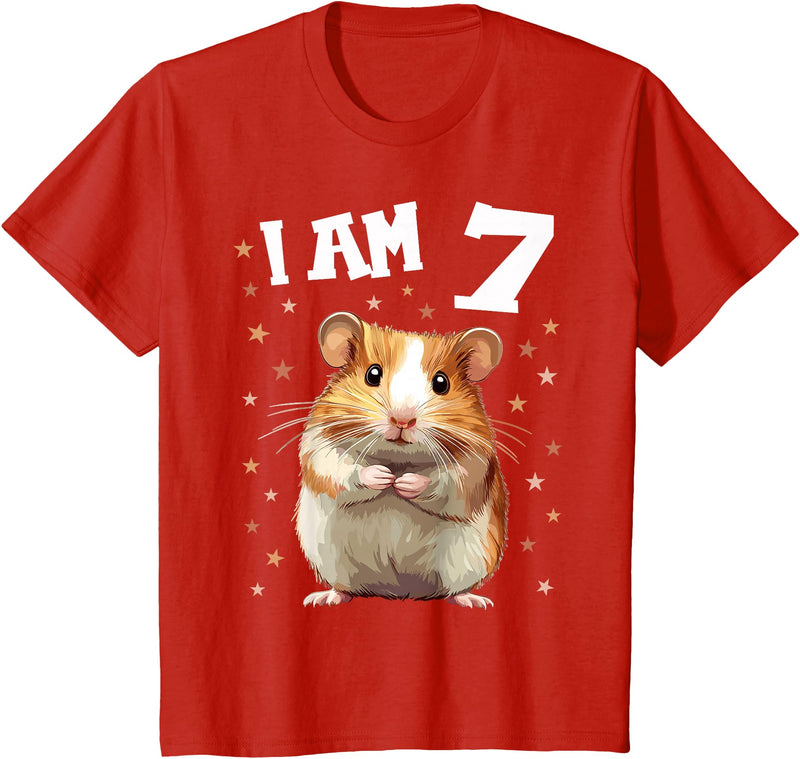 7 Years old 7 birthday Hamsters Boy Girl Hamster T-Shirt - Red