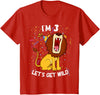 Safari Zoo Jungle Birhtday Gifts Outfits Kids 3 Year Old 3rd Birthday Party Lion T-Shirt - Red