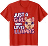 Kids Llama Shirts Girl Llama Kids T-Shirt - Red