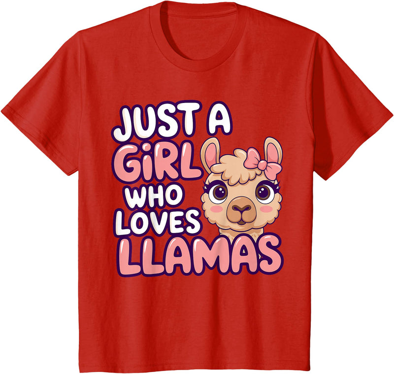 Kids Llama Shirts Girl Llama Kids T-Shirt - Red