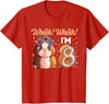 Guinea Pig Girls Birthday Supplies Decoration Tee Guinea Pig 8 Year old Cavy 8th Birthday Toddler Boy Girl T-Shirt - Red