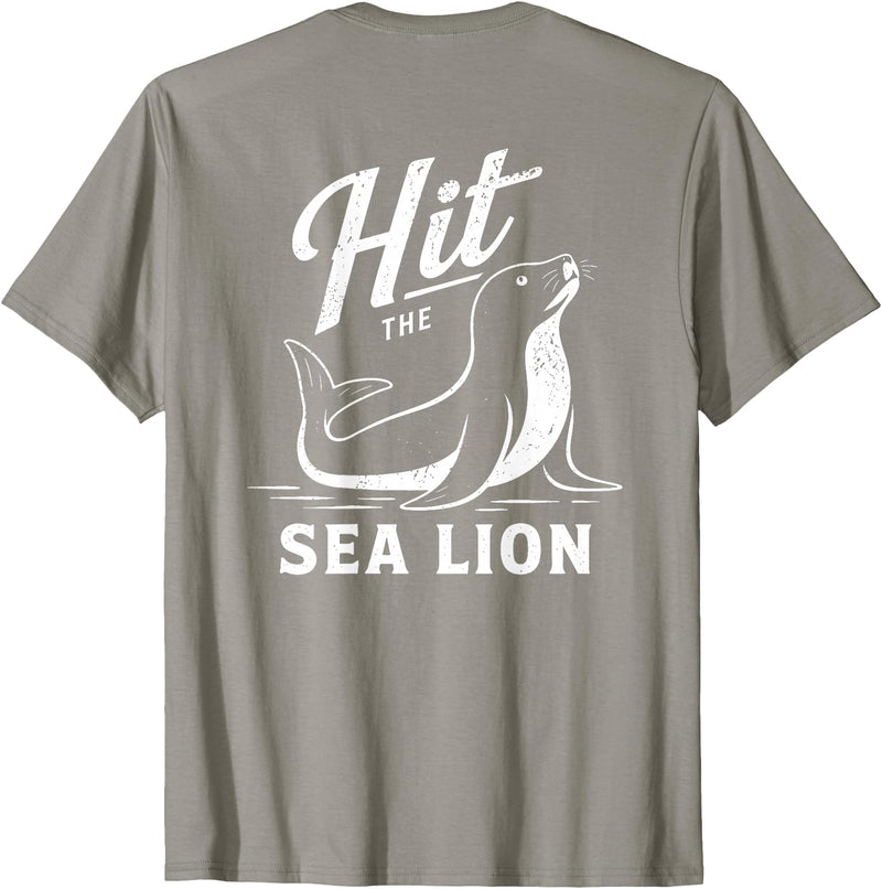 Sea Lion Trend (On Back) Hit The Sea Lion Funny Sealion Dance Trend T-Shirt - Slate Grey