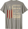 Funny Humor Quote I've Choked A Cougar Vintage (On Back) Never Killed A Mountain Lion But Ive Choked Cougar T-Shirt - Slate Grey