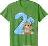 Teddy Bear Cute Birthday Party balloons Apparel Kids Teddy Bear Cute 2nd Birthday Boy balloons birthday Party T-Shirt - Grass Green