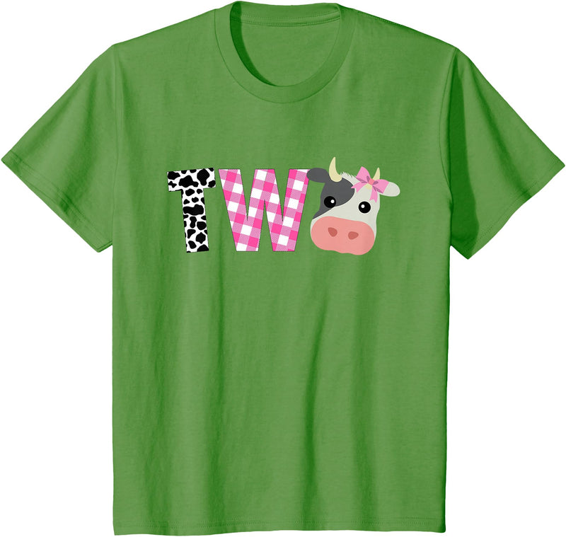 Funny Cow Mom And Dad Birthday Family Tees Second Birthday Girl Cow Farm, 2nd Birthday Cow 2 Toddler T-Shirt - Grass Green