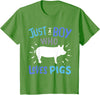 Kids Pig Just A Boy Who Loves Pigs Gift for Pig Lovers T-Shirt - Grass Green