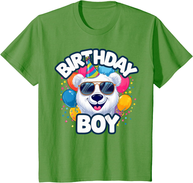 Kids Polar Bear Shirts Kids Birthday Boy Polar Bear Kids T-Shirt - Grass Green