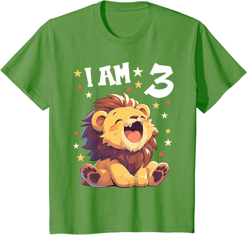 3 years old 3rd birthday Lion 3 Years old 3 birthday Lions Boy Girl Lion T-Shirt - Grass Green