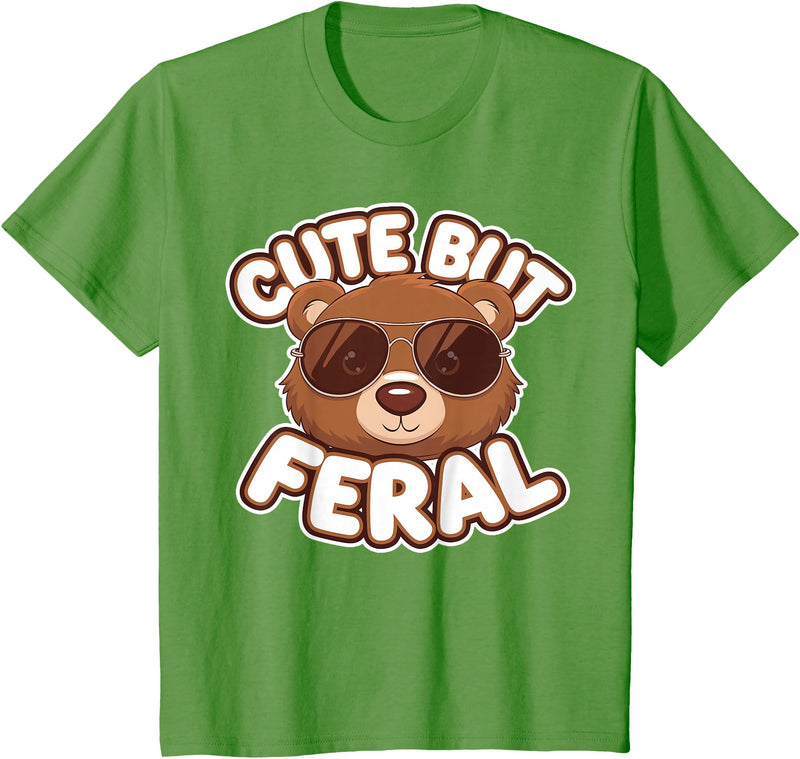 Kids Brown Bears Shirts Cute Brown Bear Kids T-Shirt - Grass Green