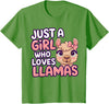 Kids Llama Shirts Girl Llama Kids T-Shirt - Grass Green