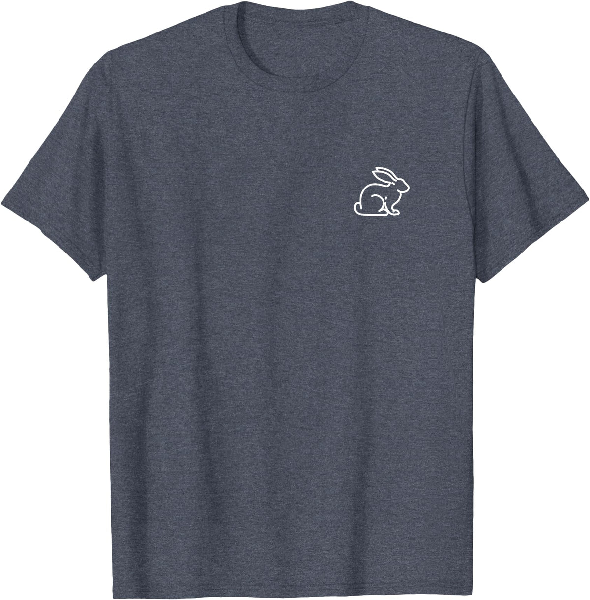 Bunny Rabbit Hare Animal Badge Patch Line Art Outline Gift T-Shirt in Heather Blue