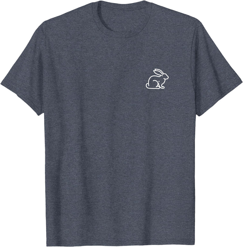 Bunny Rabbit Hare Animal Badge Patch Line Art Outline Gift T-Shirt in Heather Blue