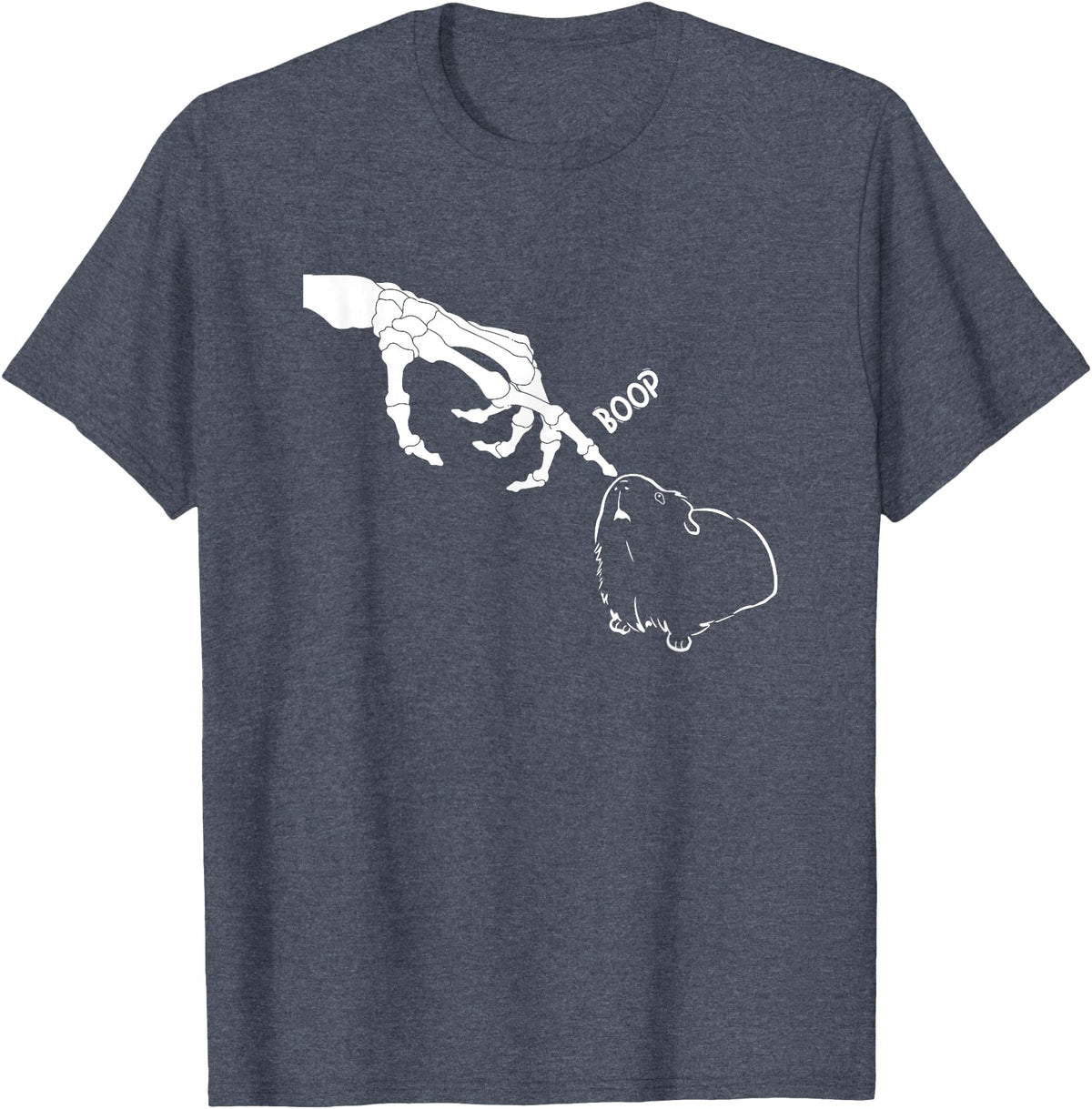 Guinea Pig Boop Skeleton Halloween Boys Girls Guinea Pig Scary Skeleton Hand Boop Funny Spooky Halloween T-Shirt - Heather Blue