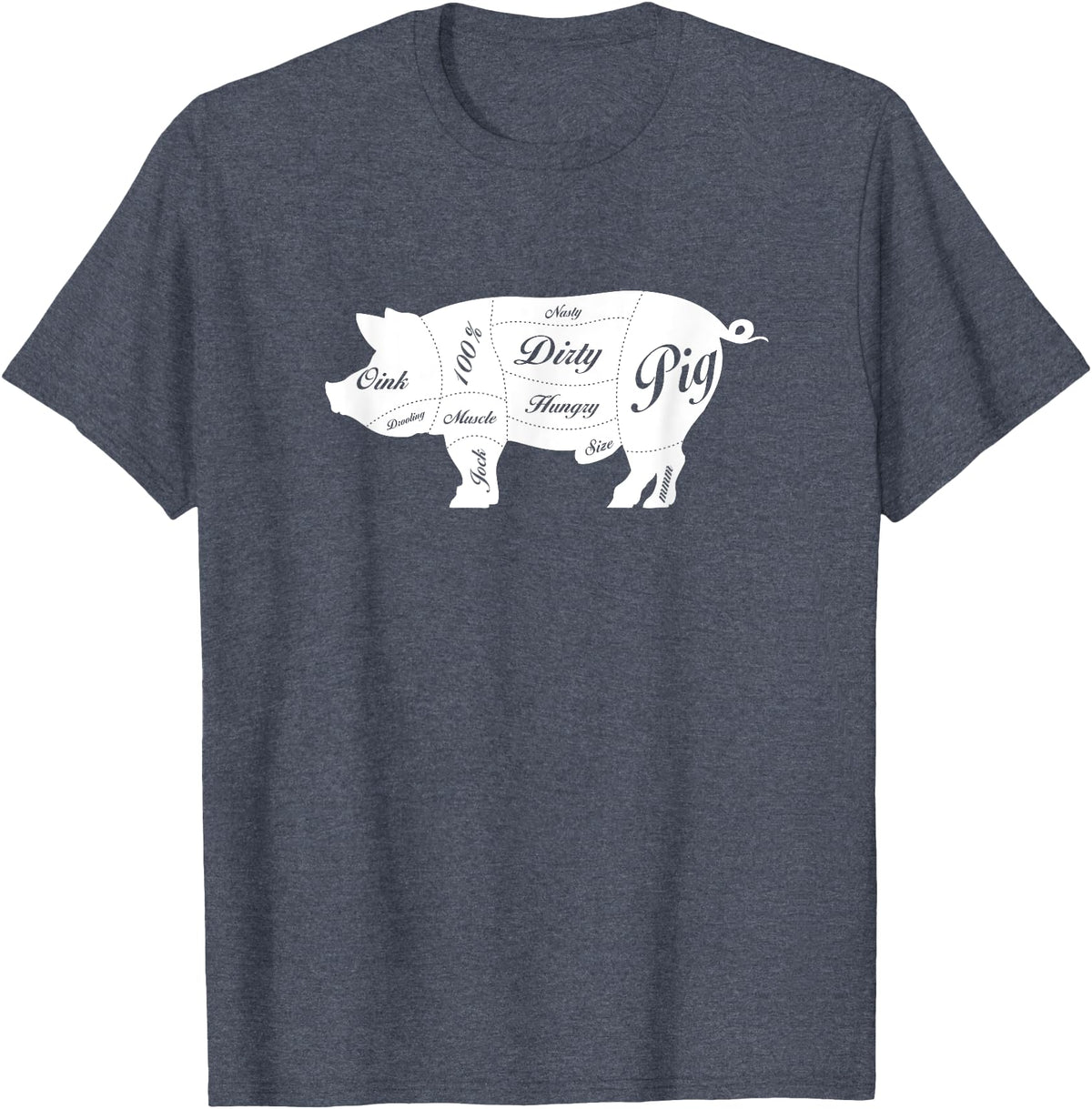 LGBTQIA+ Power Design Nasty Hungry Dirty Pig Design - Fun Gay Pig Pride - LGBTQIA+ T-Shirt - Heather Blue