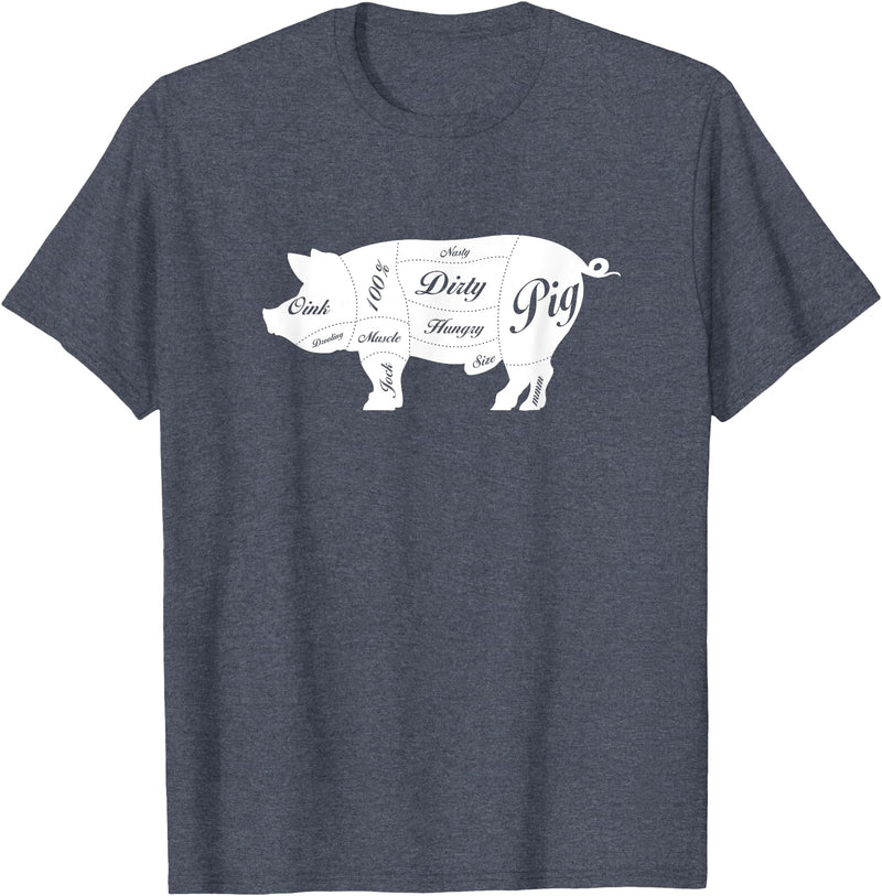 LGBTQIA+ Power Design Nasty Hungry Dirty Pig Design - Fun Gay Pig Pride - LGBTQIA+ T-Shirt - Heather Blue