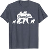 Matching Bear Family Apparel Vintage Grandpa Bear with 5 Cub Father's Day T-Shirt - Heather Blue