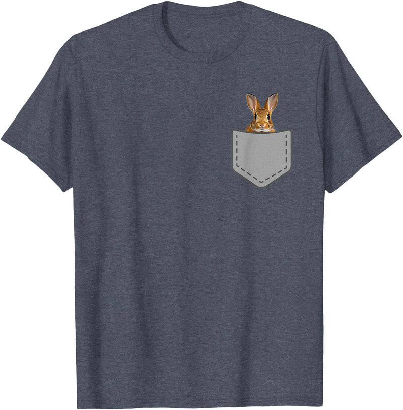 Funny Eastern Cottontail Rabbit in Your Pocket Animal T-Shirt in Heather Blue