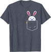 Bunny in Pocket Rabbit Lover Gifts for Women Men Kids T-Shirt in Heather Blue