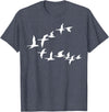 Marron Bear Birds In Flight, V Pattern Flock Of Geese T-Shirt - Heather Blue
