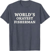 Fishing Lover Dad Worlds Okayest Fisherman T-Shirt - Heather Blue