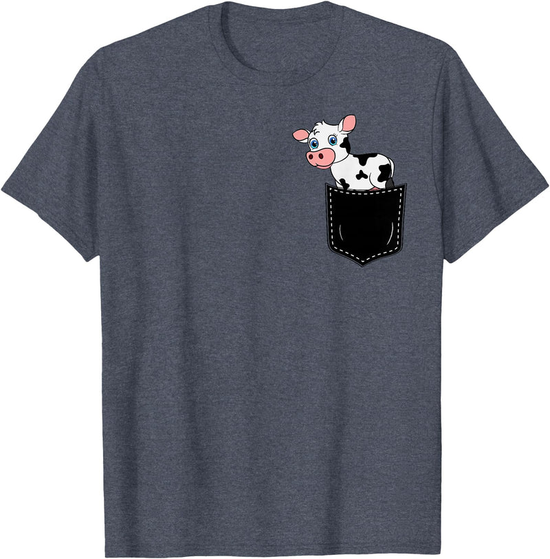 In My Your Pocket Food, Animales, Birds, Fish Pocket Animal Cute Cow Funny Cow Lover Adorable Pocket Cow T-Shirt - Heather