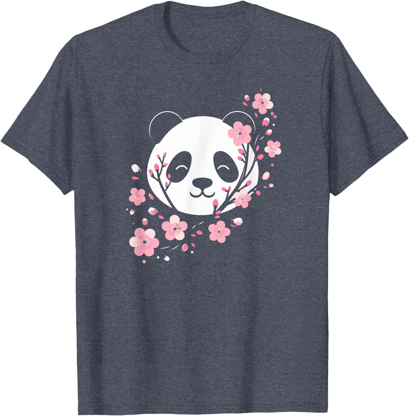 Panda Lover Washington DC Souvenirs Cherry Blossom Panda Cute Minimalist Giant Panda Bear T-Shirt - Heather Blue