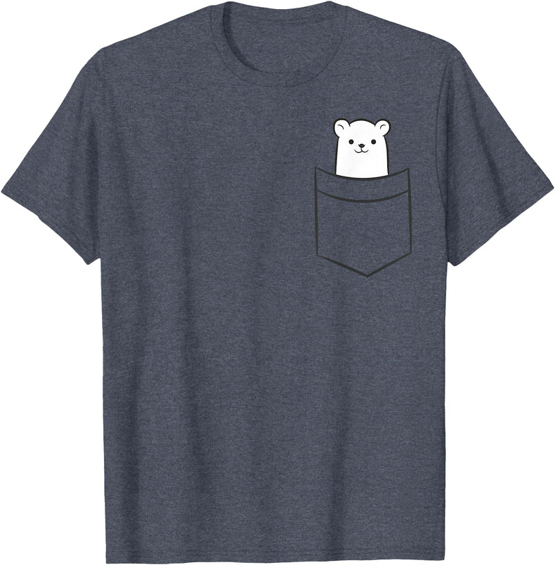 Arctic Polar Bear Tees And Gifts Polar Bear In The Pocket Funny Pocket Polar Bear T-Shirt - Heather Blue