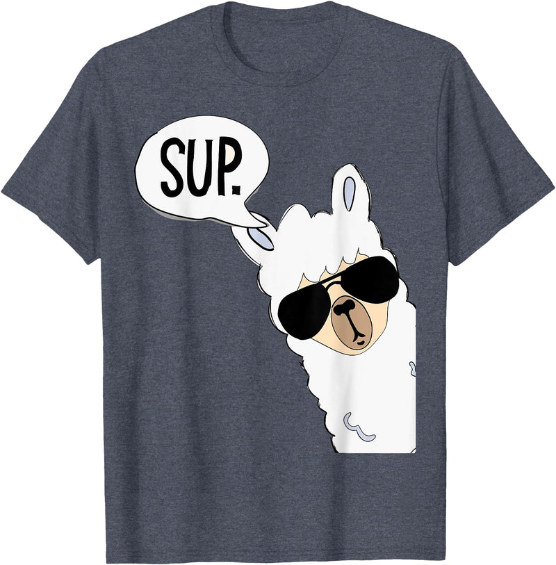 Funny Alpaca Gifts Accessories Alpaca Llama Sup T-Shirt - Heather Blue