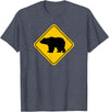 The Zoology Company - Animal Art Graphic Design Bear Crossing Road Sign Grizzly Classic Minimalist Graphic T-Shirt - Heather Blue