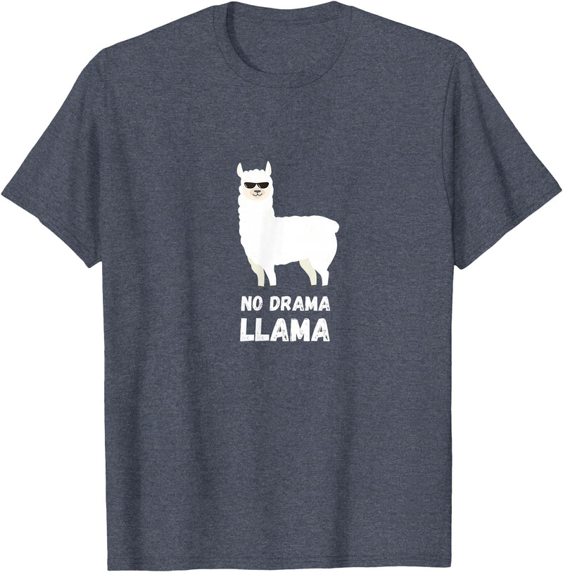 No Drama Llama Funny Llama T-Shirt - Heather Blue