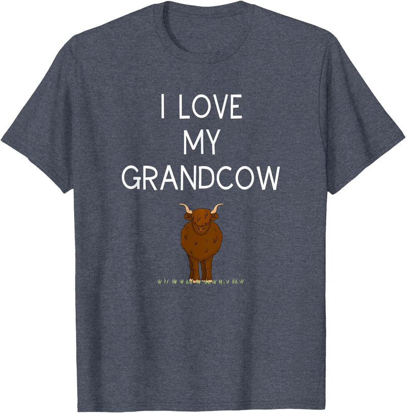 Best Pet Grandparents Ever I Love My Grand Cow Funny Highland Cow Lover Grandma Grandpa T-Shirt - Heather Blue