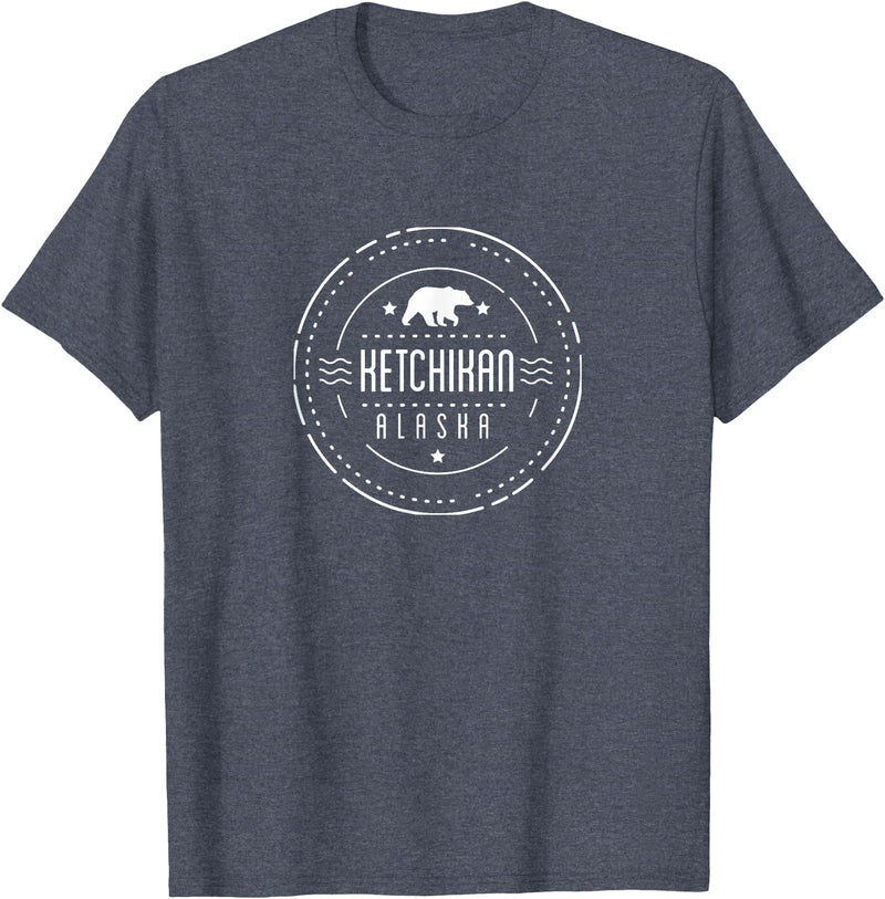 Alaska Vacation Shirts Ketchikan Alaska Shirt with Bear Tshirt T-Shirt - Heather Blue